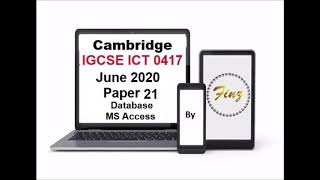 IGCSE ICT 0417 June 2020 Paper 21 Database [upl. by Kcirttap]