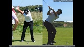 Jon Rahm golf swing  Long Iron faceon amp downtheline July 2017 [upl. by Euqinad]