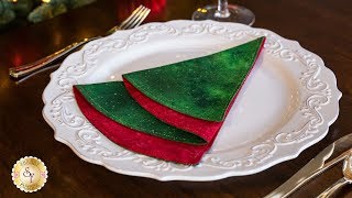 Simple DIY Folded Christmas Tree Napkin  Shabby Fabrics Tutorials [upl. by Edris]