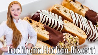 EASY Traditional Italian Biscotti Recipe  Coated in Chocolate [upl. by Eikcor]