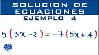 Solucionar ecuaciones lineales  Ejemplo 4 [upl. by Leugim]