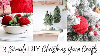 Simple DIY Christmas Yarn Crafts you can make in 10 minutes [upl. by Marden]