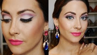 Look Maquillaje ojos y labios intensosFucsia amp Dorado [upl. by Hankins]