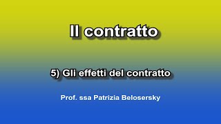 Il contratto 5 gli effetti del contratto [upl. by Melise]