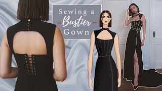 Sewing a Bustier Gown  DIY Evening Dress  Altering Corset Pattern Sewing Vlog [upl. by Aneerehs568]