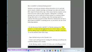 Add BCC in Outlook Meeting Invite [upl. by Eelnyl]