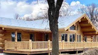 Log Home Single Level Tour Meadowlark’s Lakeside DriedIn [upl. by Nuajed]