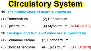 mcq on circulatory system  body fluid and circulation [upl. by Saul94]