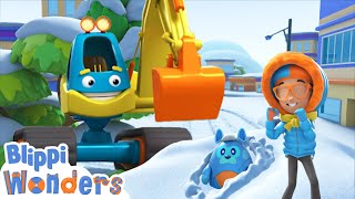 Blippis Snowy EXCAVATOR Song  Blippi Wonders Educational Cartoons [upl. by Okika]