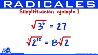 Simplificación de radicales  Ejemplo 1 [upl. by Glynn600]