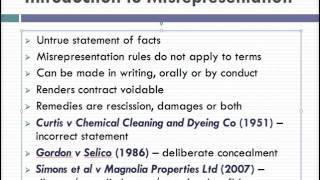 Misrepresentation Lecture 1 of 4 [upl. by Genisia]