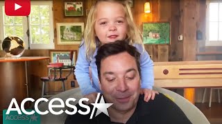 Jimmy Fallons Daughters Adorably Interrupt Dads Show From Home [upl. by Rehpotsrihc749]