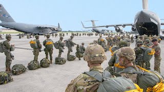 MASSIVE US Paratroopers Static Line Jump From C17 and C130 Aircraft [upl. by Devi]