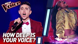 TOP 10  Unbelievably LOW Voices in The Voice [upl. by Kussell]