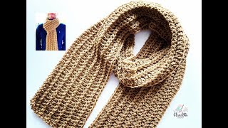 HOW to crochet MENS SCARF  Beginner [upl. by Arreip]