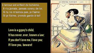 Carmen Habanera  French Lyrics with English Translation [upl. by Ettenay]